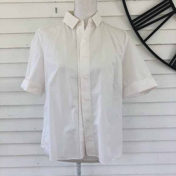 Akris Punto White button-down Pleated blouse sz 10 - Picture 2 of 6